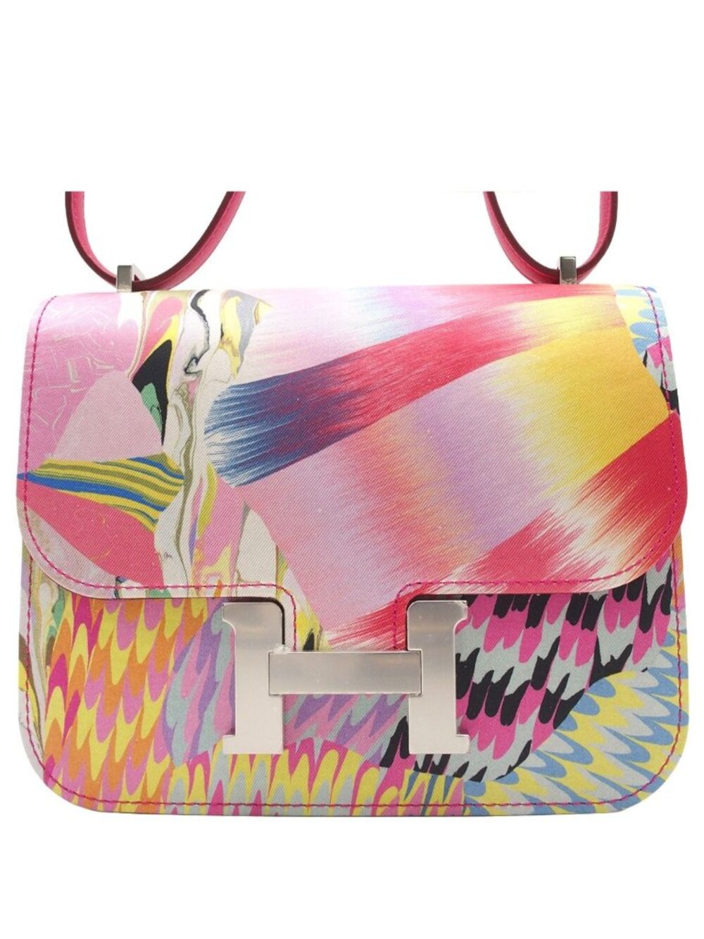 Hermes Constance 3 Mini Kyoto Marble Rose Mexico Multicolor Silver Silk Swift